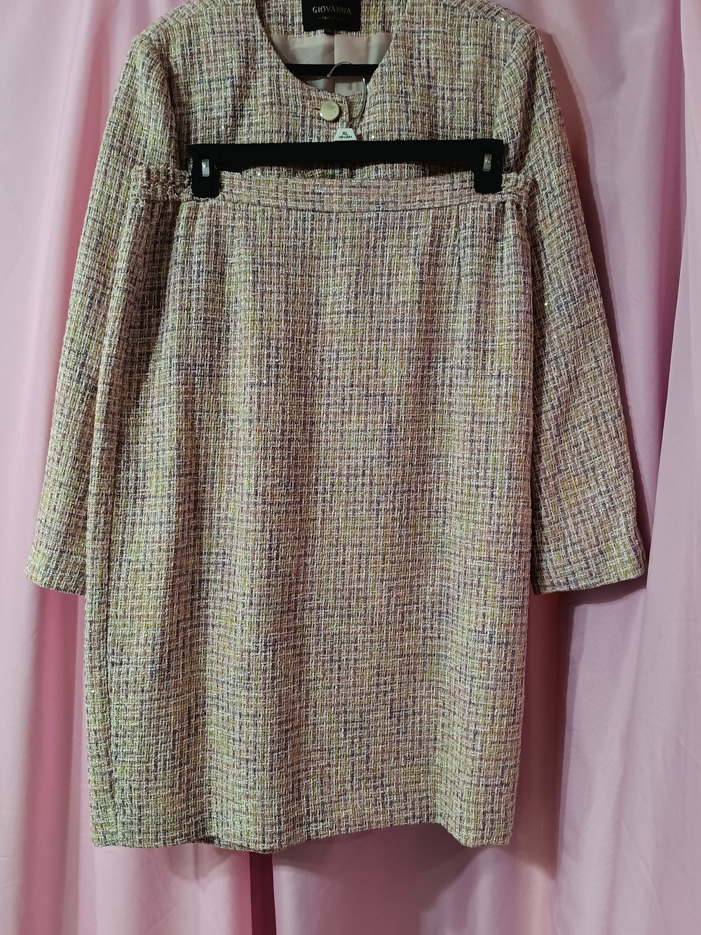 Multicolor Tweed Pencil Skirt - Pink Blend